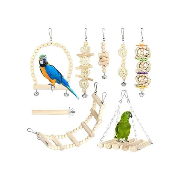 GWHOLE 8 unids pájaro loro juguetes columpio masticación