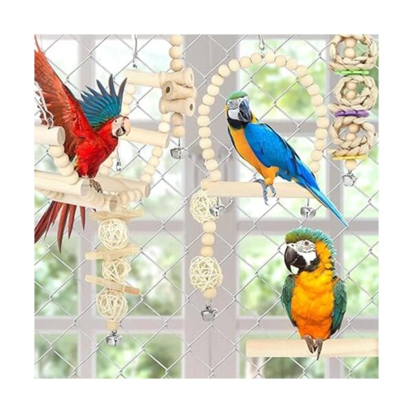 GWHOLE 8 unids pájaro loro juguetes columpio masticación