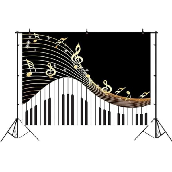 Telón de fondo con tema de piano para fotografía notas_2