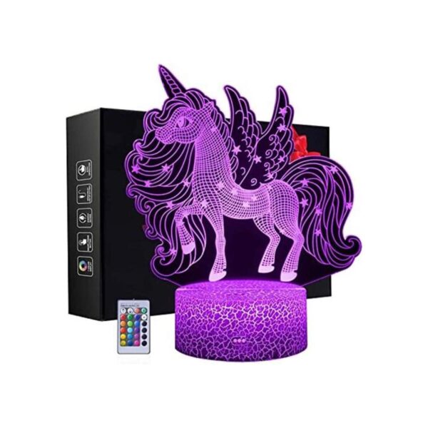 Luz nocturna de unicornio 3D lámpara de ilusión LED con_1