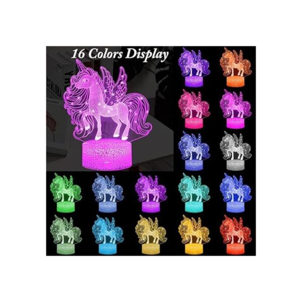 Luz nocturna de unicornio 3D lámpara de ilusión LED con_2