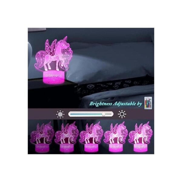 Luz nocturna de unicornio 3D lámpara de ilusión LED con_4