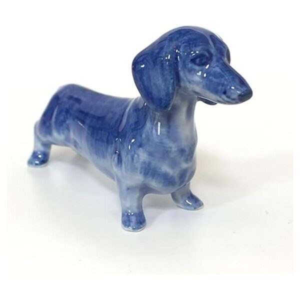 Figura de cerámica para perro salchicha casa de muñecas