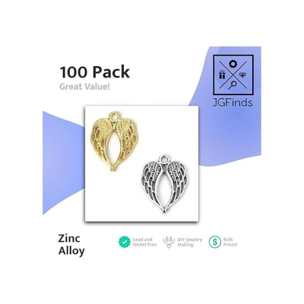 JGFinds Dije de alas de ángel Paquete de 100 unidades de_2