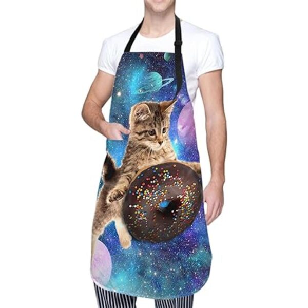 Doughnut Delantal de cocina para gatos con 2 bolsillos
