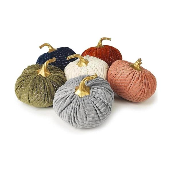 Ogrmar Juego de 6 calabazas artificiales de terciopelo_1
