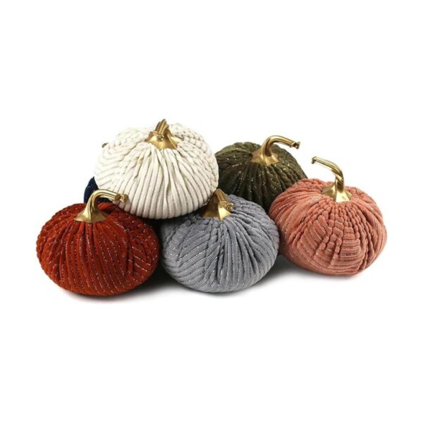 Ogrmar Juego de 6 calabazas artificiales de terciopelo_5