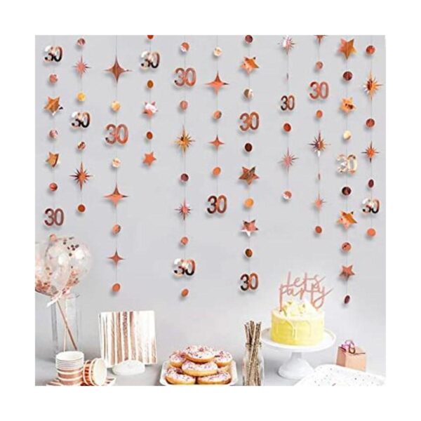Decoraciones de cumpleaños número 30 de color oro rosa con_1