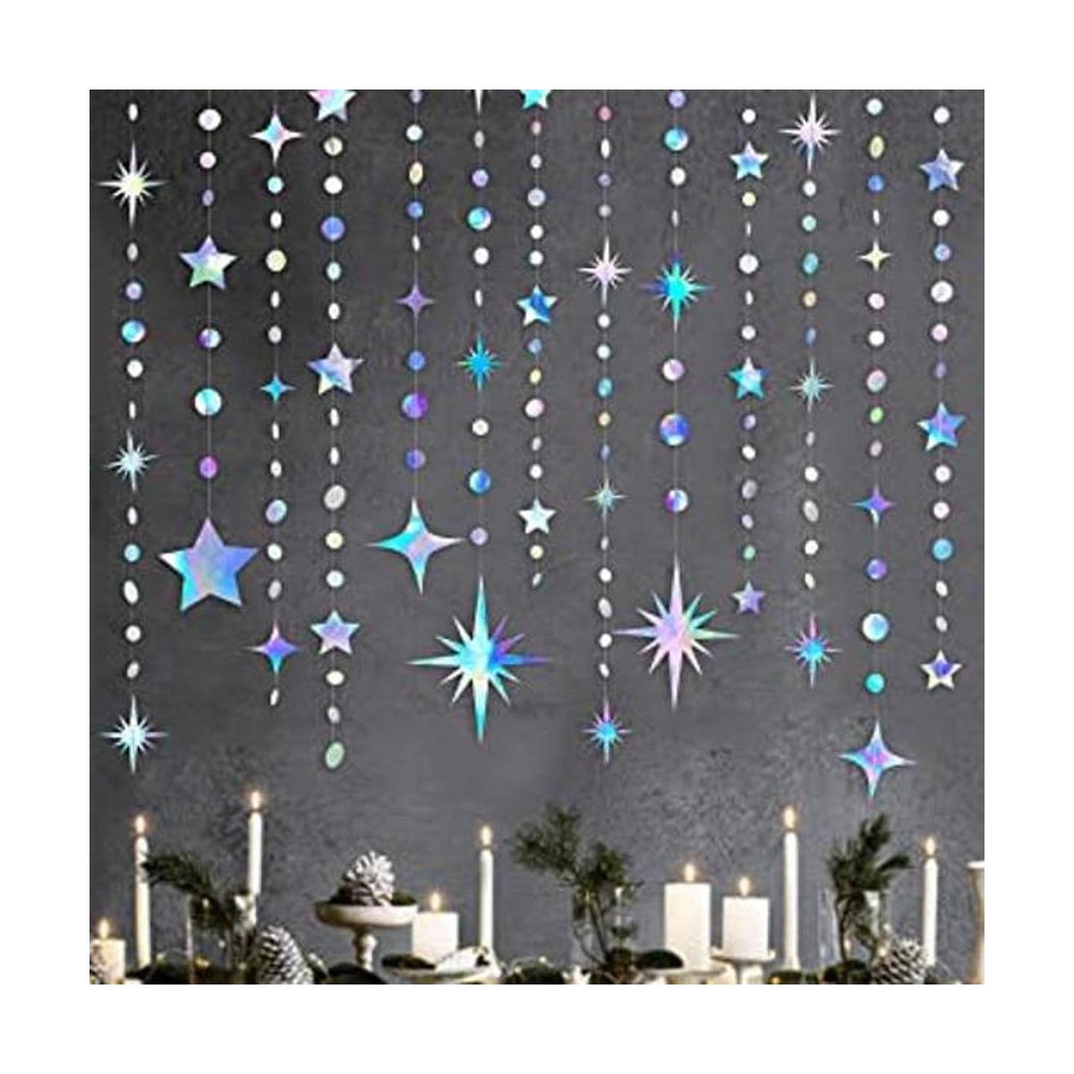 Decoraciones iridiscentes para fiestas guirnalda de papel