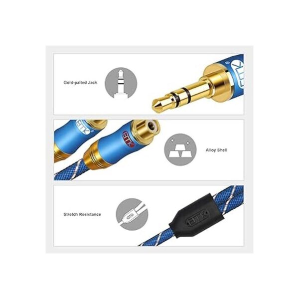 EMK Cable de audio estéreo auxiliar a 2RCA hembra 11.8_3