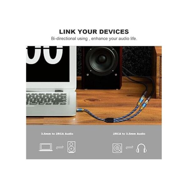 EMK Cable de audio estéreo auxiliar a 2RCA hembra 11.8_2