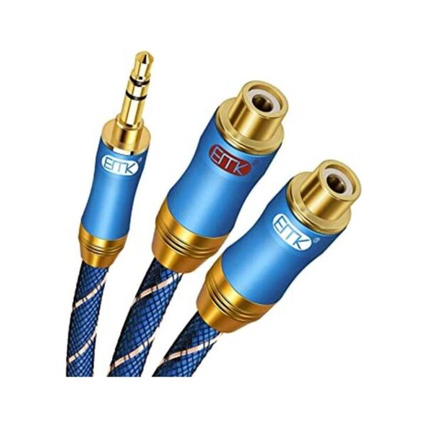 EMK Cable de audio estéreo auxiliar a 2RCA hembra 11.8_1
