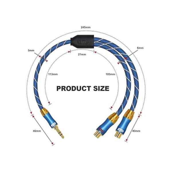 EMK Cable de audio estéreo auxiliar a 2RCA hembra 11.8_6