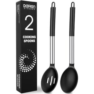 Juego de 2 cucharas de cocina de silicona grandes