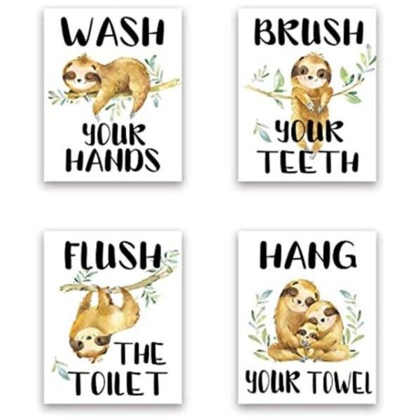 Juego de 4 impresiones artísticas para cuarto de baño de