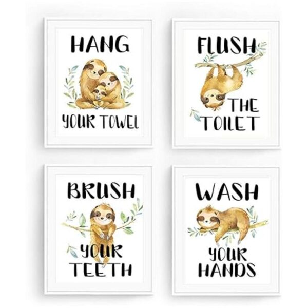 Juego de 4 impresiones artísticas para cuarto de baño de