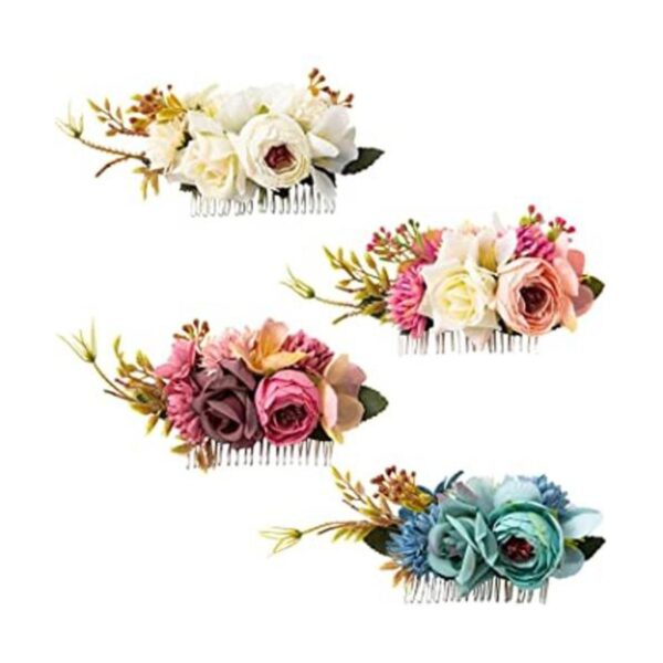 Cinaci Paquete de 4 peines laterales de metal con flores_1
