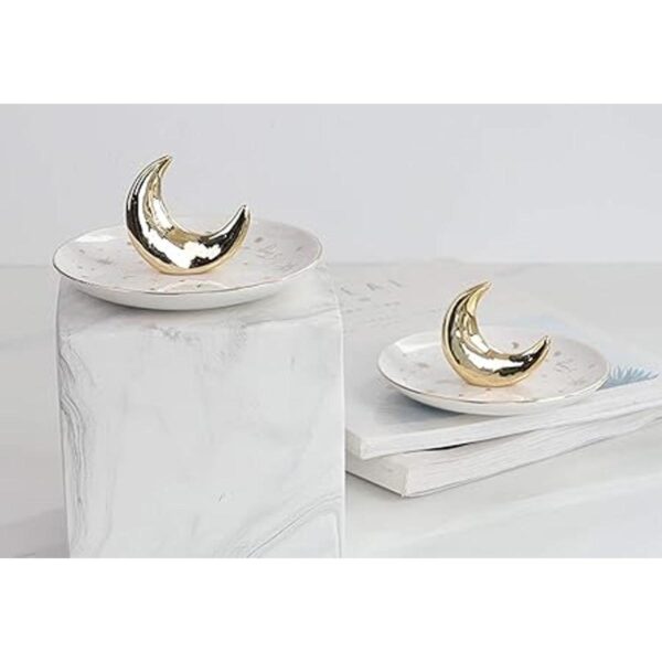 ChezMax Bandeja de cerámica para joyas con diseño de luna_2