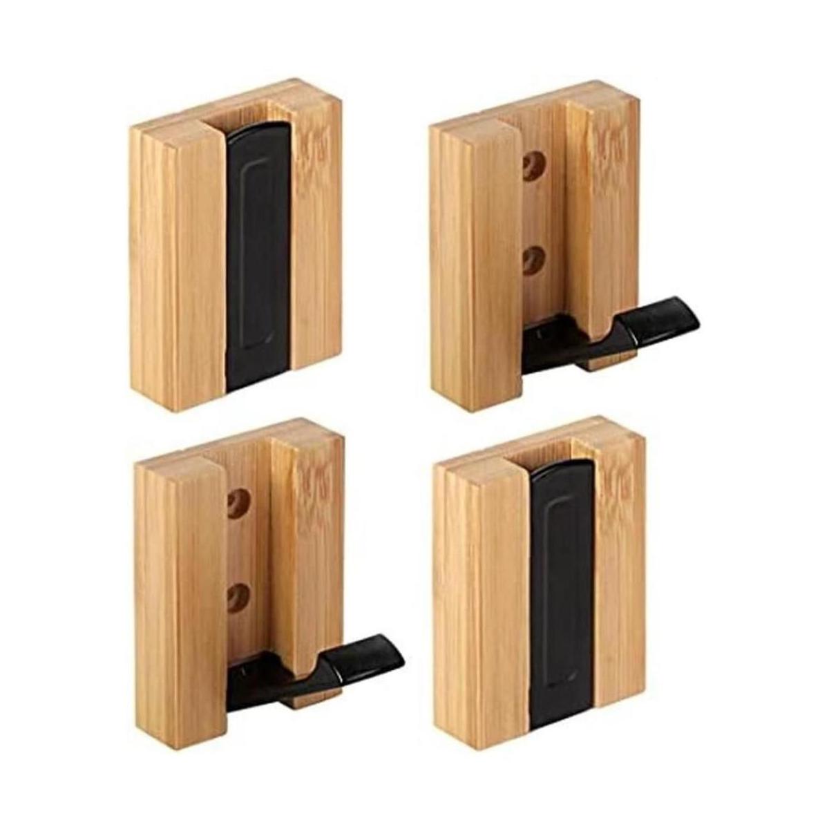 JSVER Ganchos de pared de madera 4 ganchos de pared para