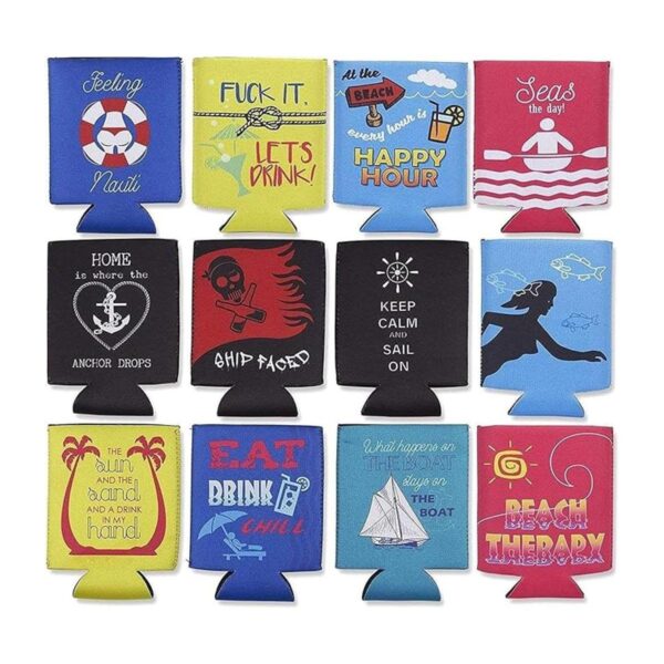 Fundas enfriadoras de latas de neopreno con temática de