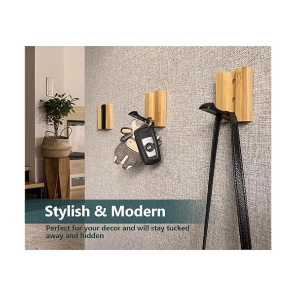 JSVER Ganchos de pared de madera 4 ganchos de pared para