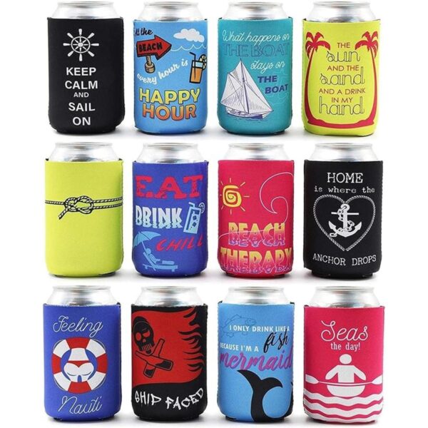 Fundas enfriadoras de latas de neopreno con temática de