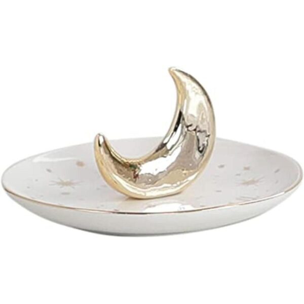 ChezMax Bandeja de cerámica para joyas con diseño de luna_1