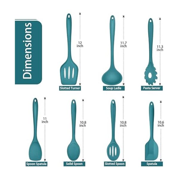 PP CHEF Juego de 7 utensilios de cocina de silicona azul