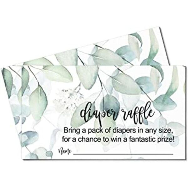Greenery Pañal Pañal Raffle Ticket 50 Tarjetas Juegos de_1