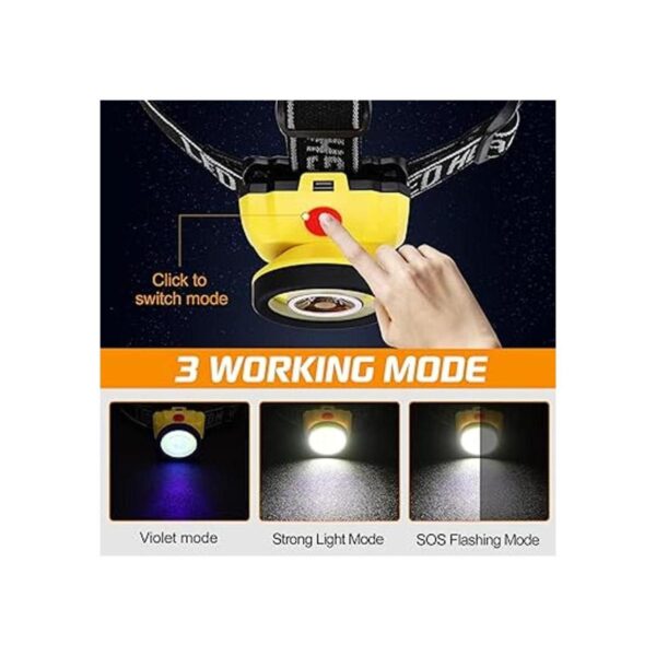Linterna frontal UV LED negra para focos escorpiones 2