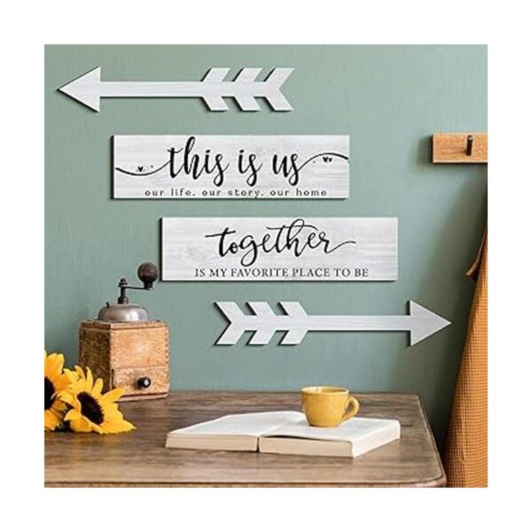 4 carteles de madera rústicos de madera con texto en