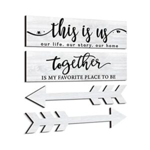 4 carteles de madera rústicos de madera con texto en