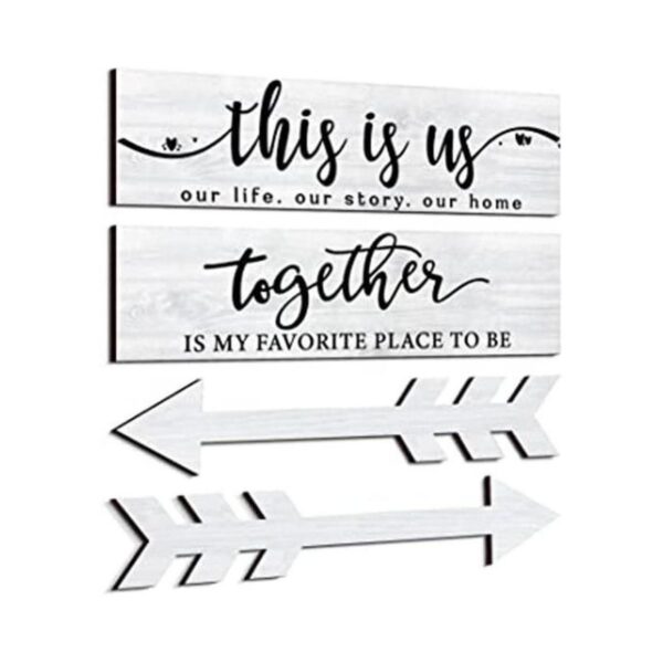 4 carteles de madera rústicos de madera con texto en