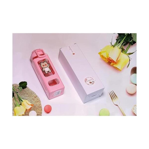 Kawaii Botella de agua con pajita deportiva de plástico