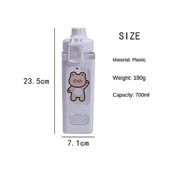 Kawaii Botella de agua con pajita deportiva de plástico