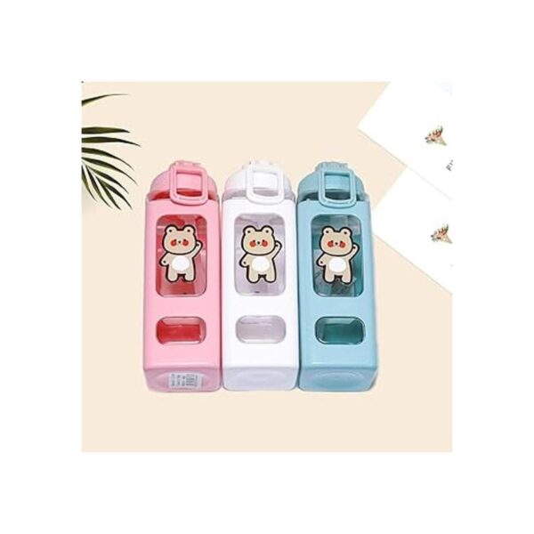 Kawaii Botella de agua con pajita deportiva de plástico