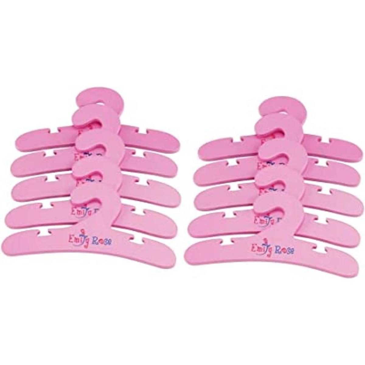Emily Rose Juego de 10 perchas de madera para muñecas de