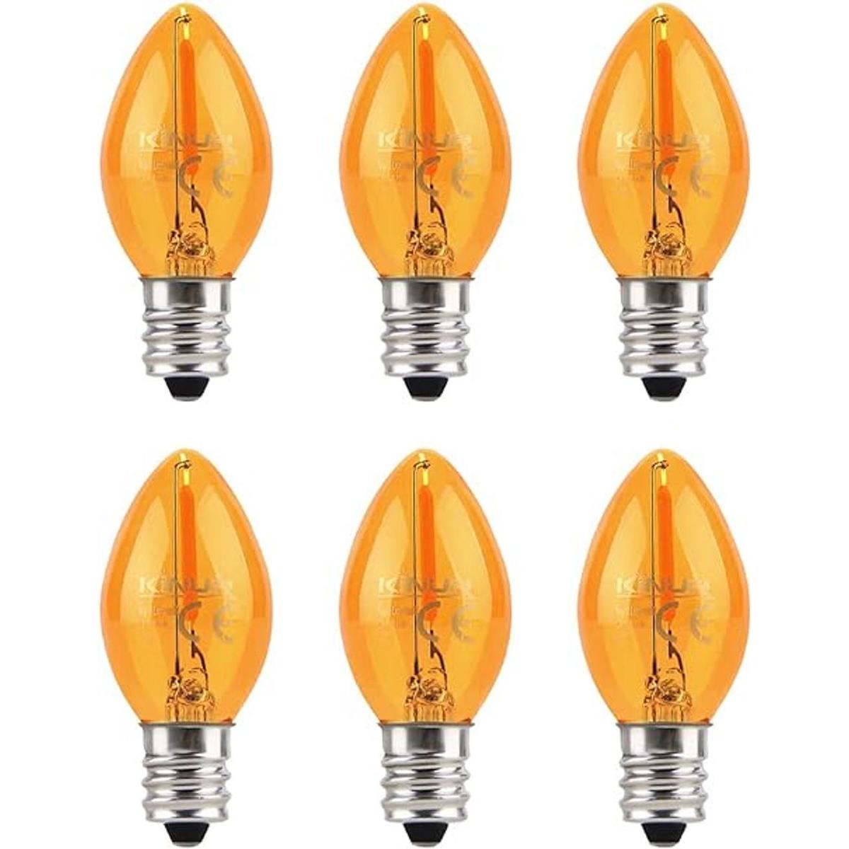 KINUR Bombillas LED C7 E12 base de candelabro ámbar de