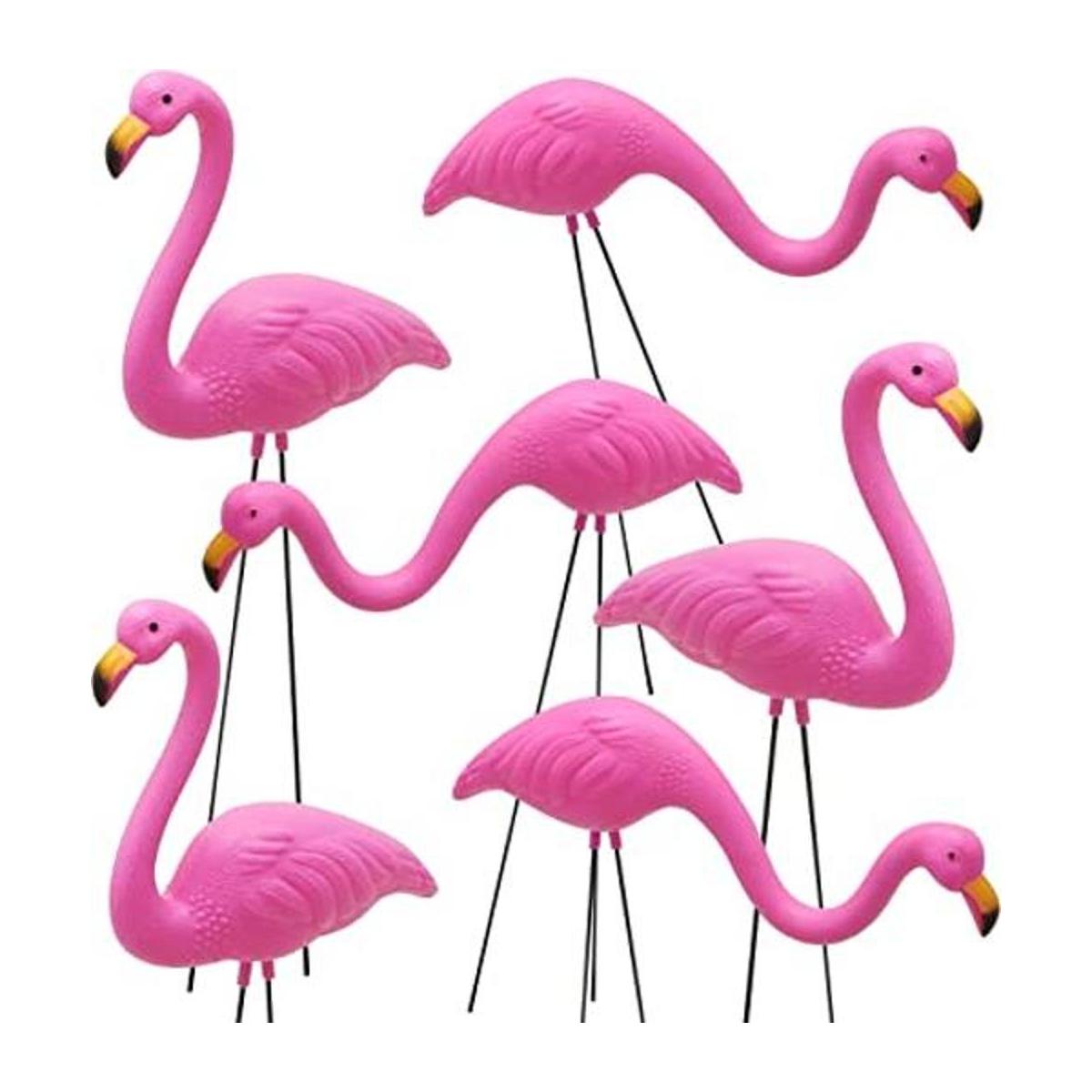 JOYIN Juego de 6 pequeñas estacas de flamenco rosa para