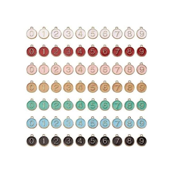 FASHEWELRY 70pcs aleación esmalte número encantos 7_1