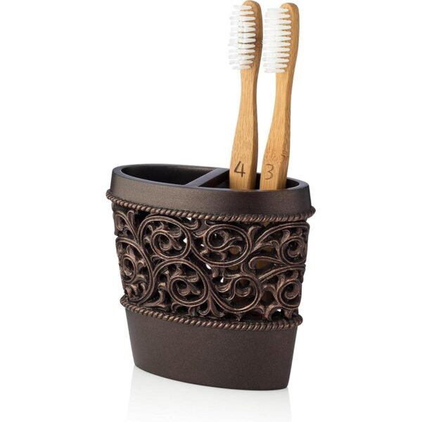 Essentra Home Soporte de bronce para cepillos de dientes_1