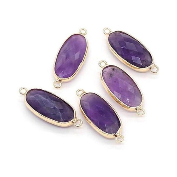 LE SKY 5 unids conectores de piedra natural facetado oval_1