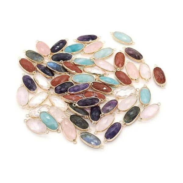 LE SKY 5 unids conectores de piedra natural facetado oval_6