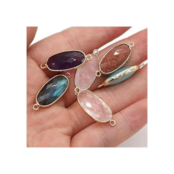 LE SKY 5 unids conectores de piedra natural facetado oval_4