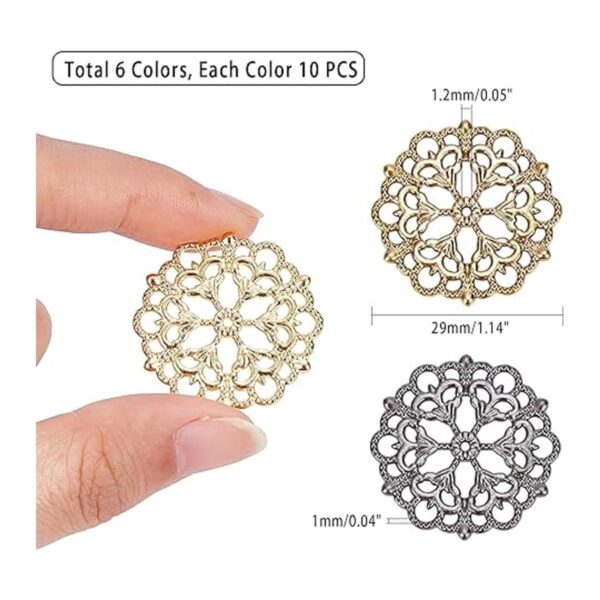 PH PandaHall 6 colores 60pcs flor filigrana conector