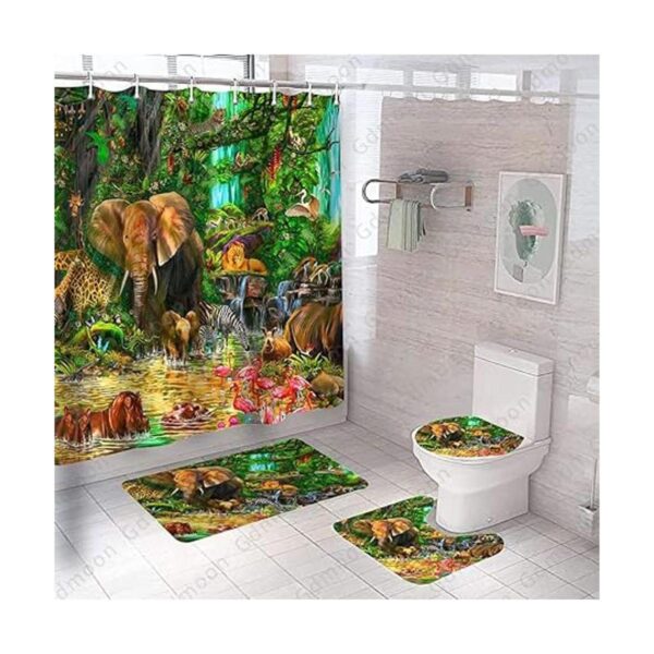Gdmoon YLWHGD546 Cortina de ducha de animales tropicales