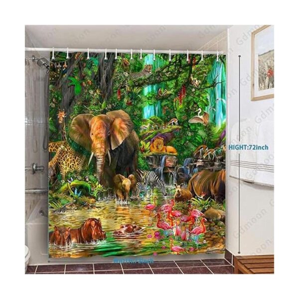 Gdmoon YLWHGD546 Cortina de ducha de animales tropicales