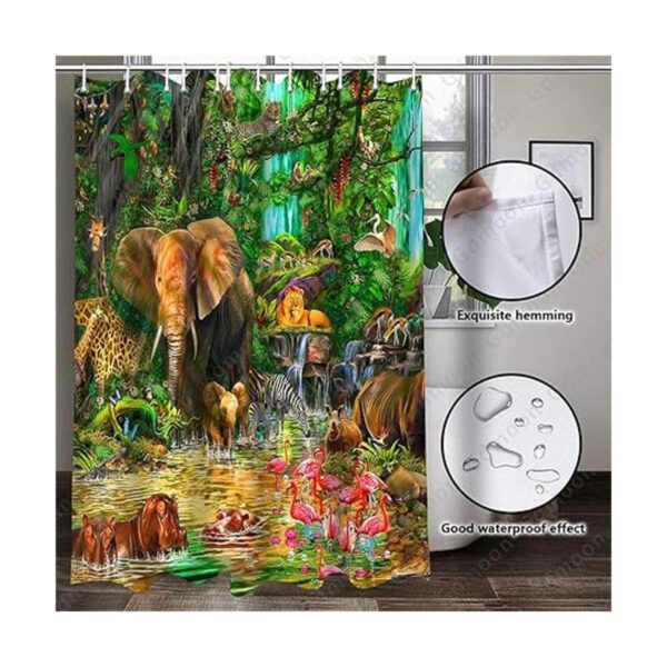 Gdmoon YLWHGD546 Cortina de ducha de animales tropicales