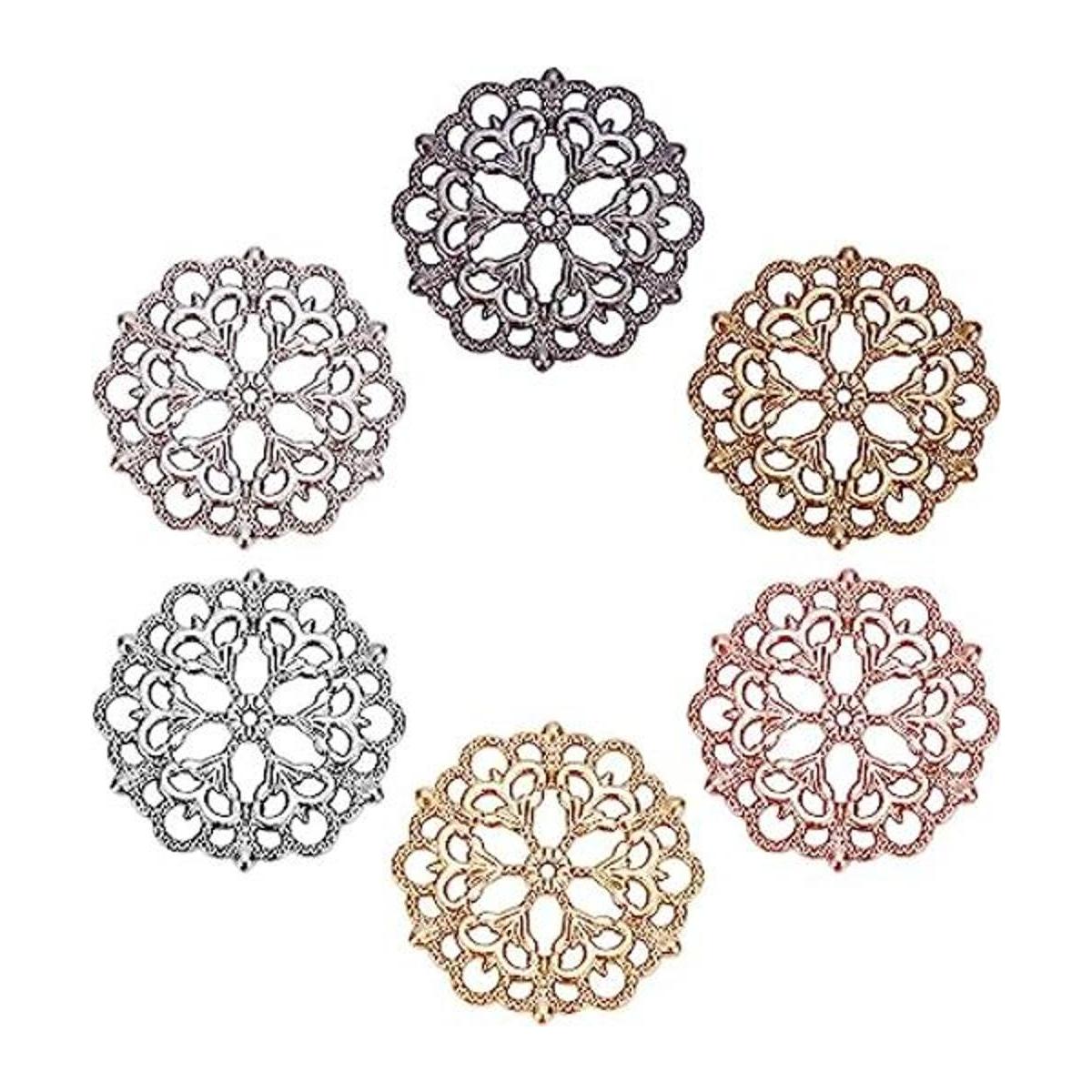 PH PandaHall 6 colores 60pcs flor filigrana conector