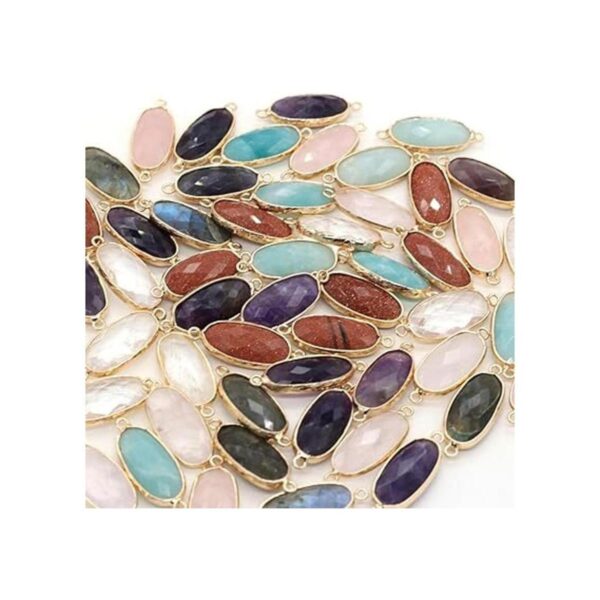 LE SKY 5 unids conectores de piedra natural facetado oval_5